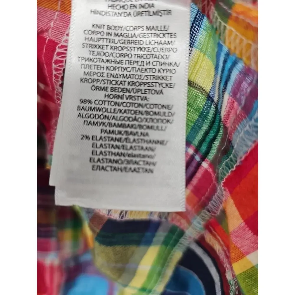 Polo‎ Ralph Lauren Girls M(8-10) Cotton French Terry Madras-Patchwork NWT